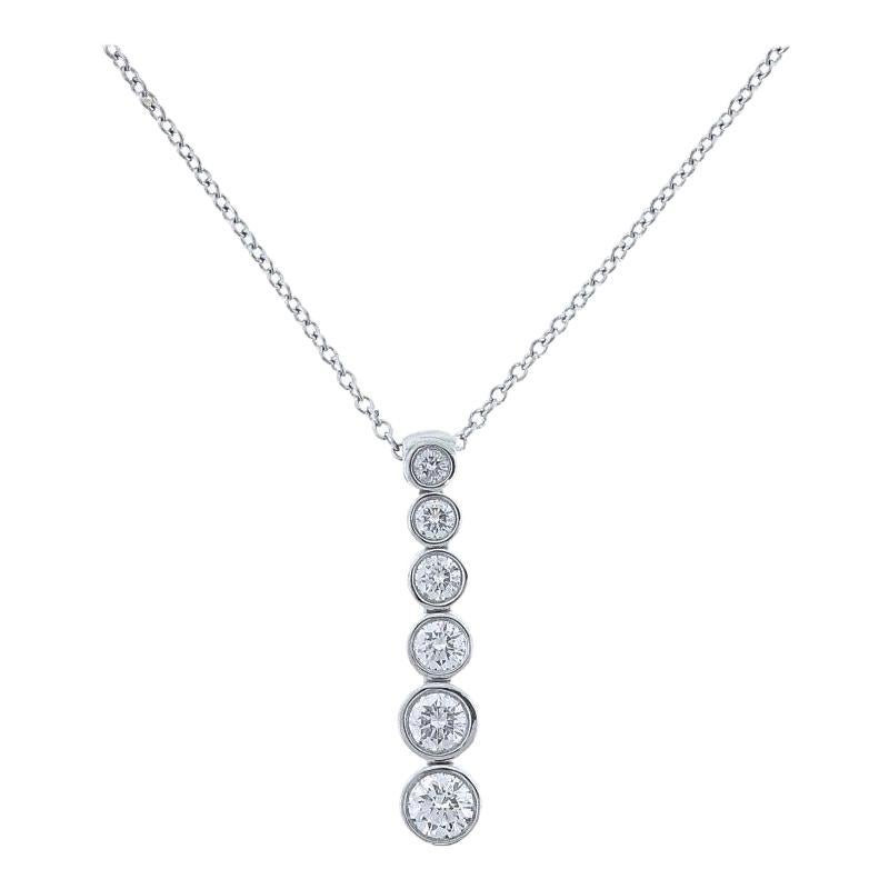 Tiffany and Co Jazz Graduated Round Diamond Drop Pendant Necklace Platinum  0.45tcw at 1stDibs | tiffany jazz necklace, tiffany jazz pendant