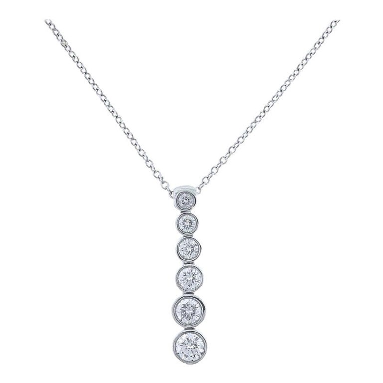 Tiffany and Co Jazz Graduated Round Diamond Drop Pendant Necklace