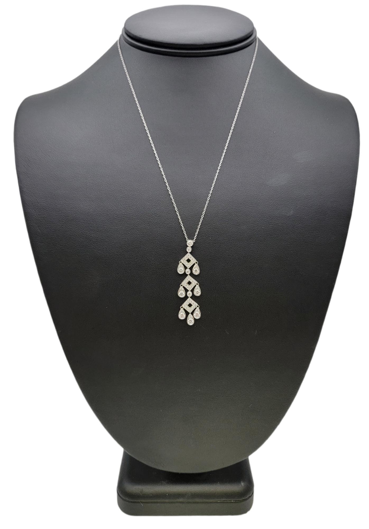 Tiffany & Co. Jazz Pagoda Diamond Chandelier Drop Pendant Necklace in Platinum For Sale 1
