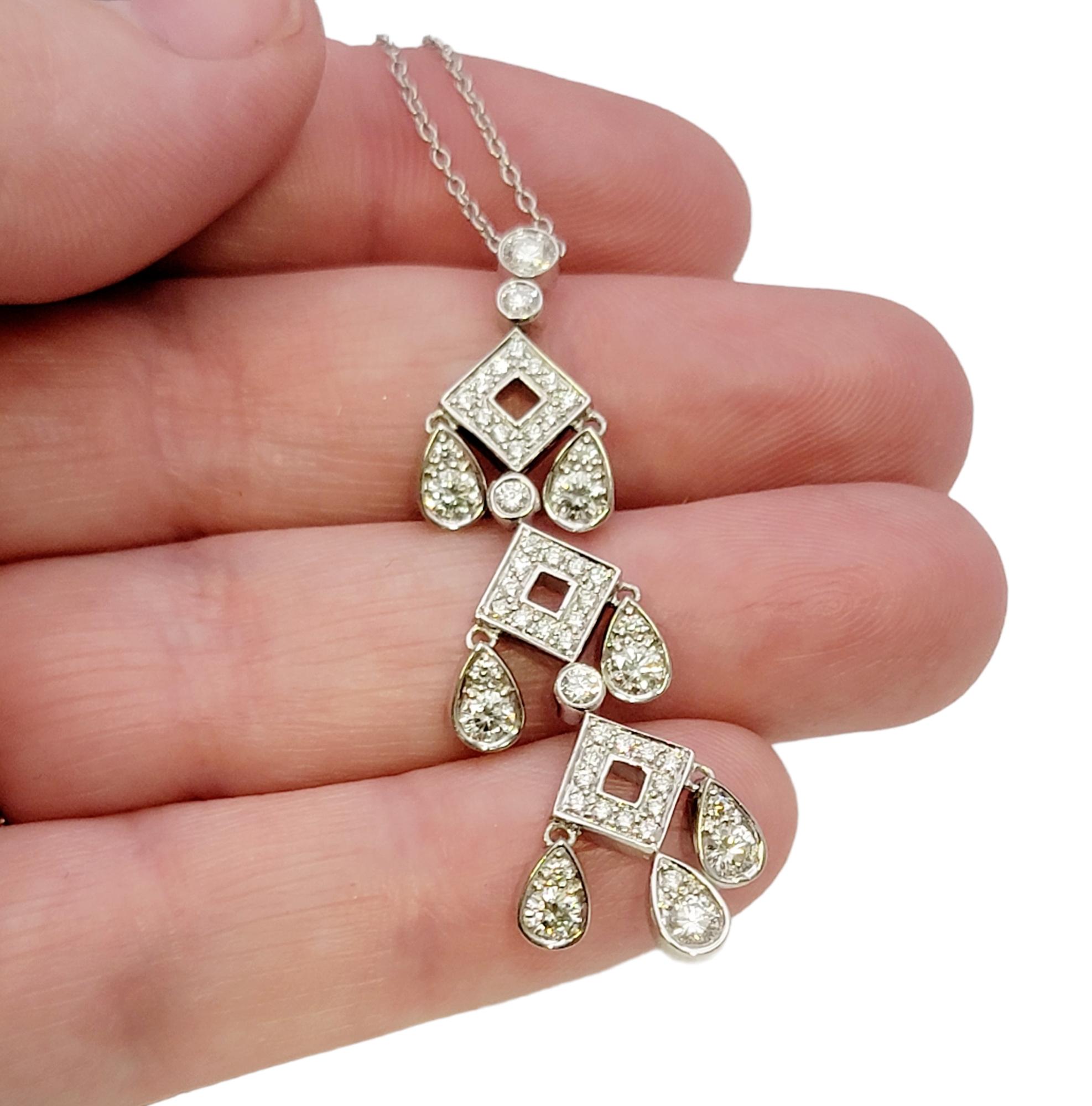Tiffany & Co. Jazz Pagoda Diamond Chandelier Drop Pendant Necklace in Platinum For Sale 2