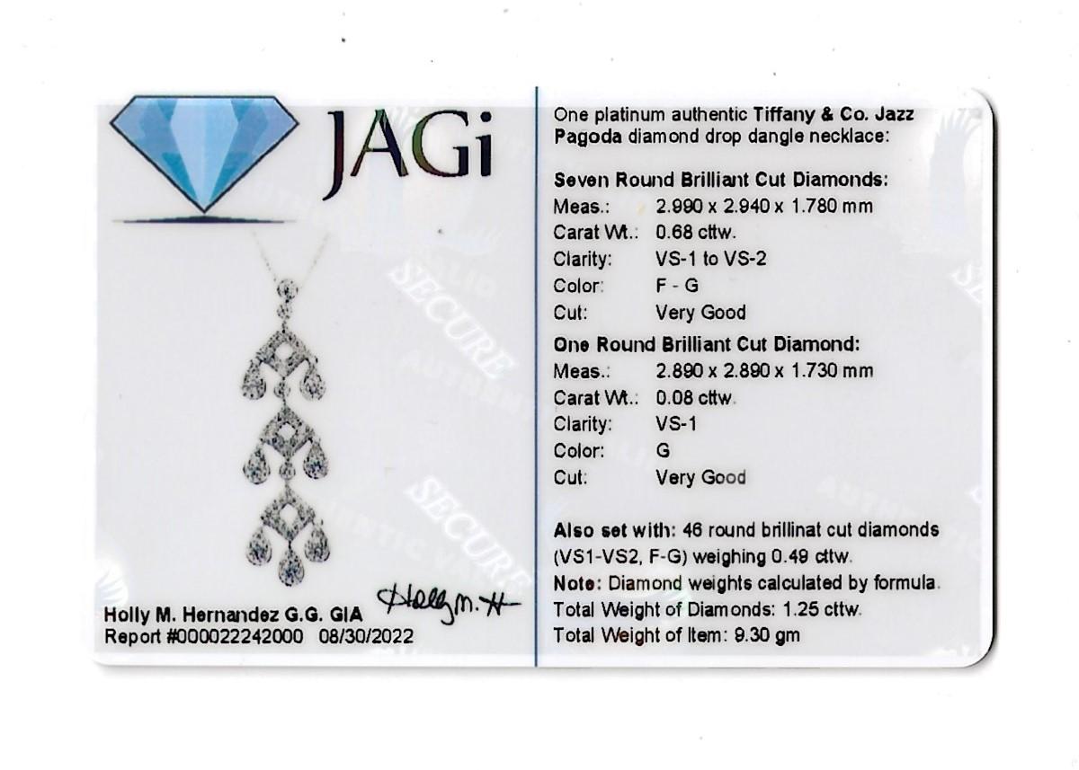 Tiffany & Co. Jazz Pagoda Diamond Chandelier Drop Pendant Necklace in Platinum For Sale 6