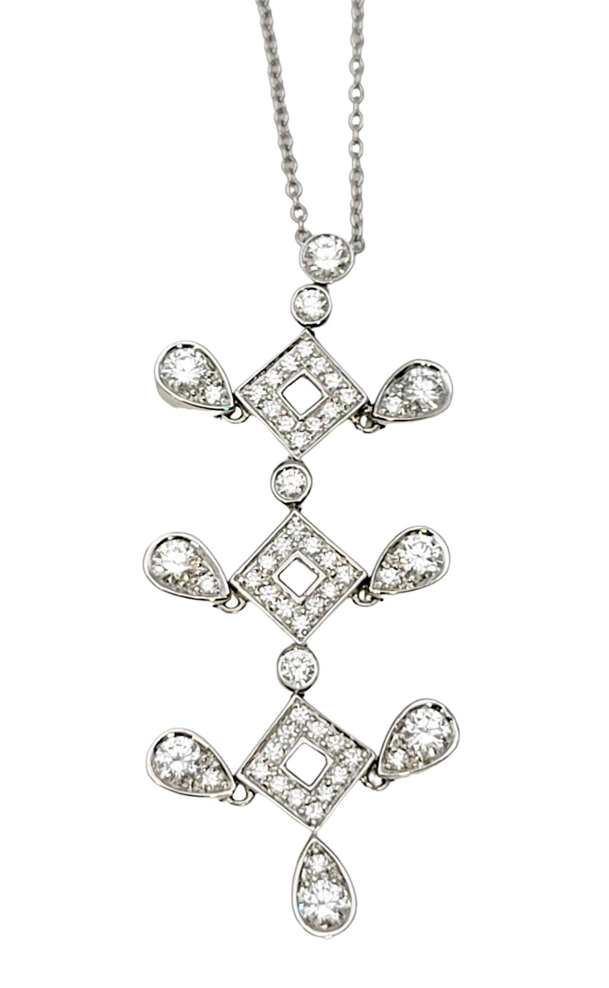 Contemporary Tiffany & Co. Jazz Pagoda Diamond Chandelier Drop Pendant Necklace in Platinum For Sale