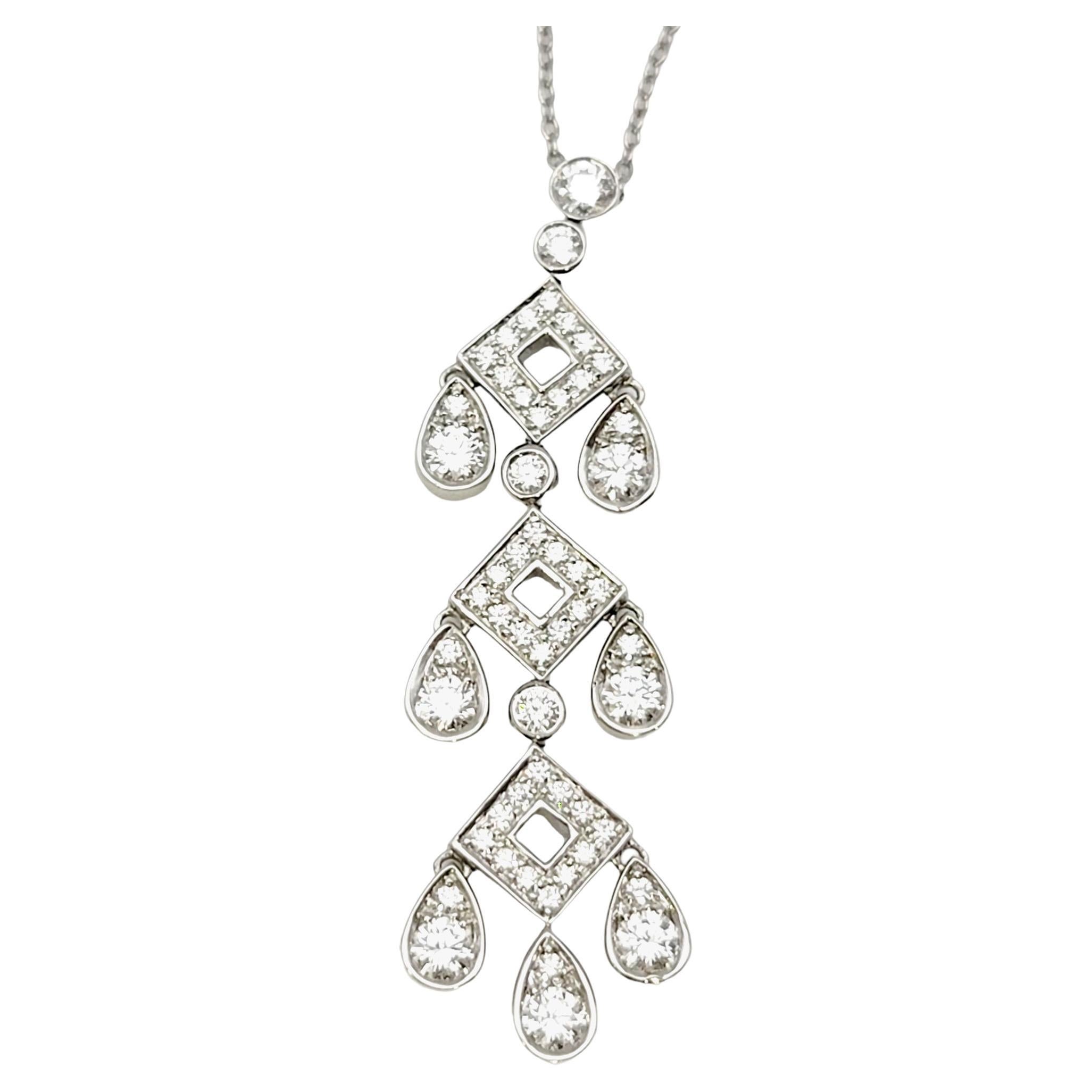 Tiffany & Co. Jazz Pagoda Diamond Chandelier Drop Pendant Necklace in Platinum
