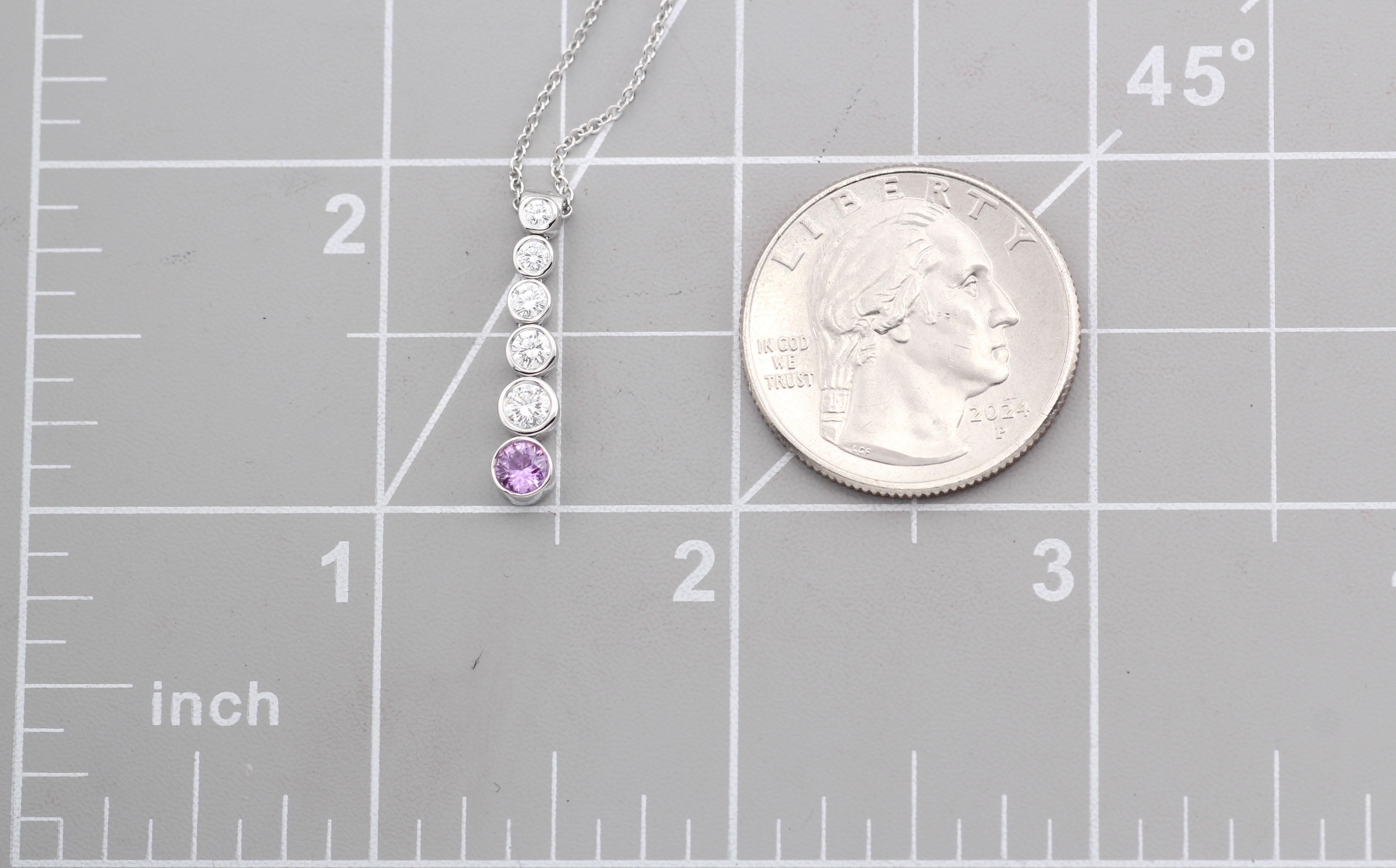 Tiffany & Co. Jazz Pink Sapphire Diamond Platinum Anhänger Halskette im Angebot 3