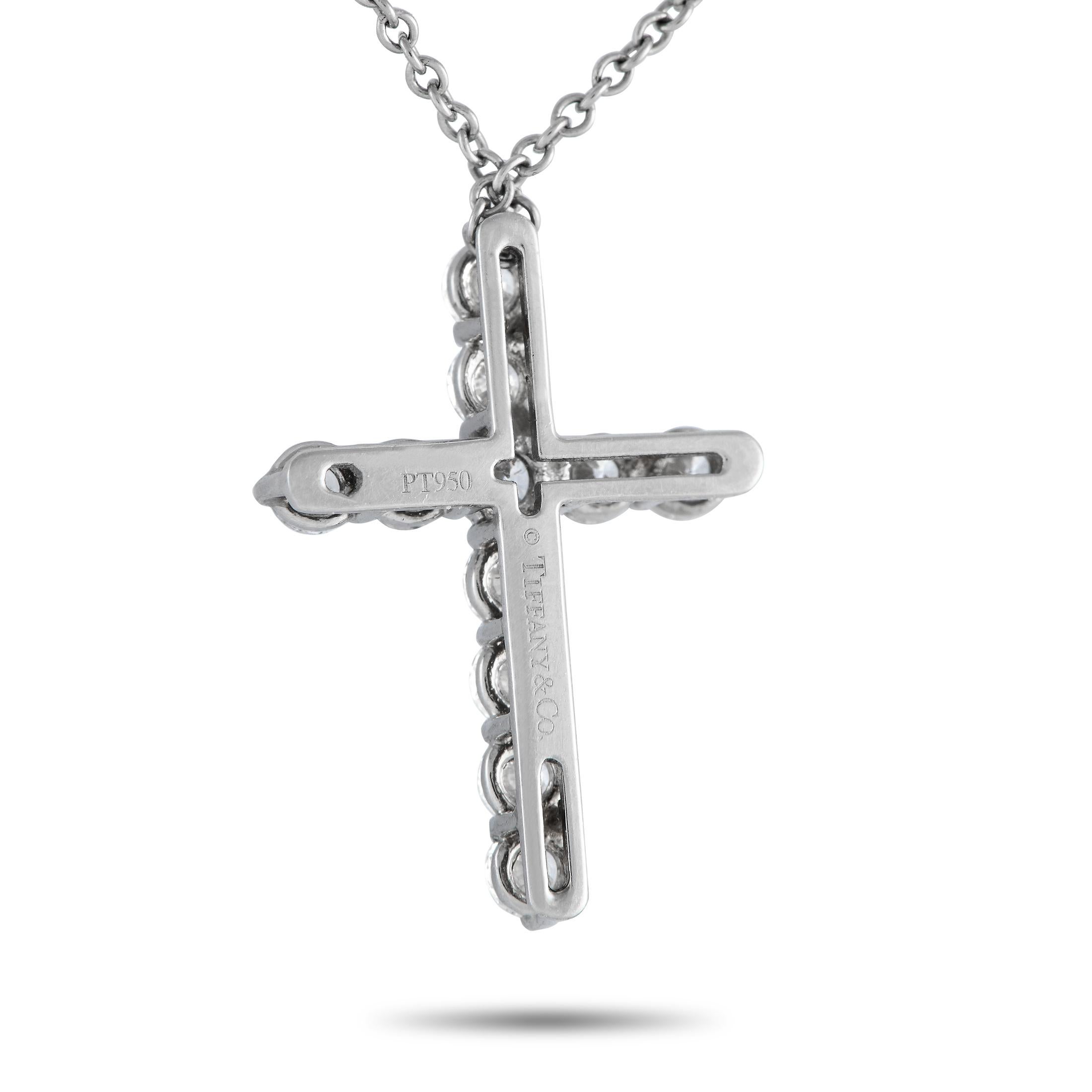 Round Cut Tiffany & Co. Jazz Platinum 0.50ct Diamond Cross Necklace