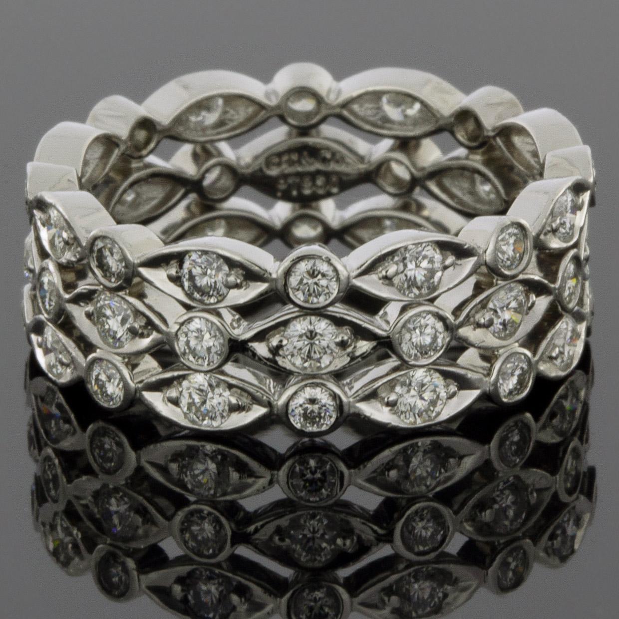 Tiffany & Co. Jazz Platinum 1.44 Carat Round Diamond Eternity Ring In Excellent Condition In Columbia, MO