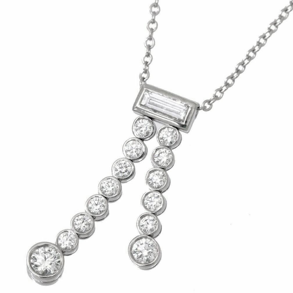 TIFFANY & Co. Jazz Platinum Diamond Double Drop Pendant Necklace

Metal: Platinum
Chain: 16