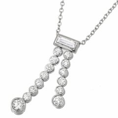 TIFFANY & Co. Jazz Platinum Diamond Double Drop Pendant Necklace