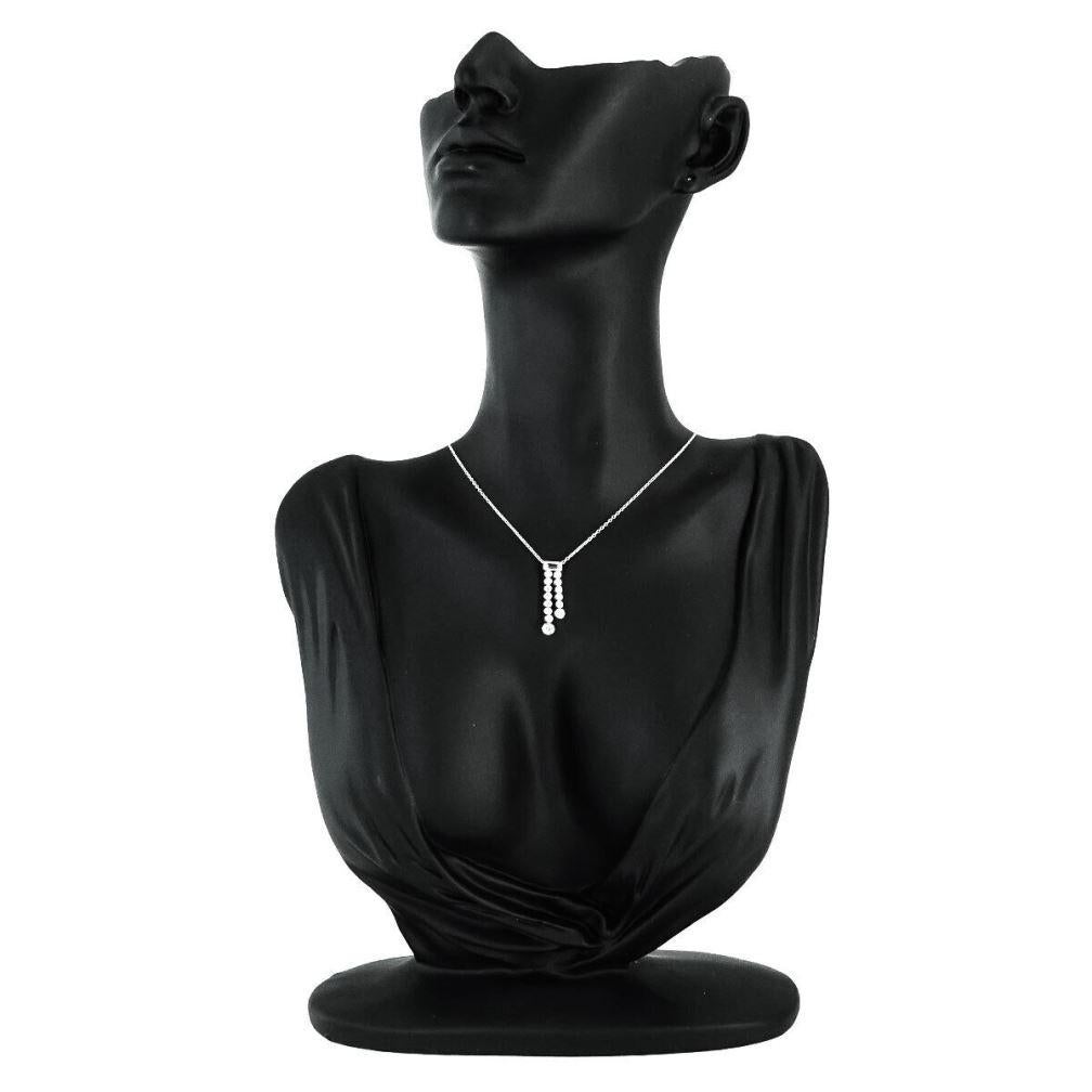 TIFFANY & Co. Jazz Platinum Diamond Double Drop Pendant Necklace For Sale 1