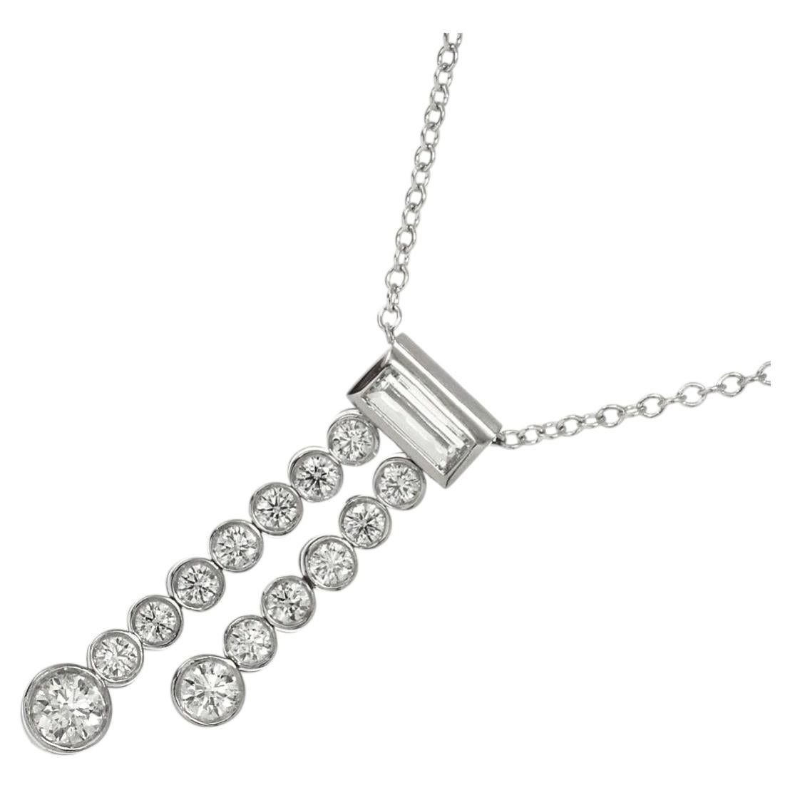 TIFFANY & Co. Jazz Platinum Diamond Double Drop Pendant Necklace