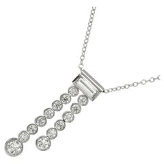 TIFFANY & Co. Jazz Platinum Diamond Double Drop Pendant Necklace