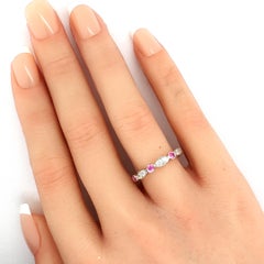 Tiffany & Co. Jazz Platinum Diamond & Pink Sapphire Band Ring Size 6