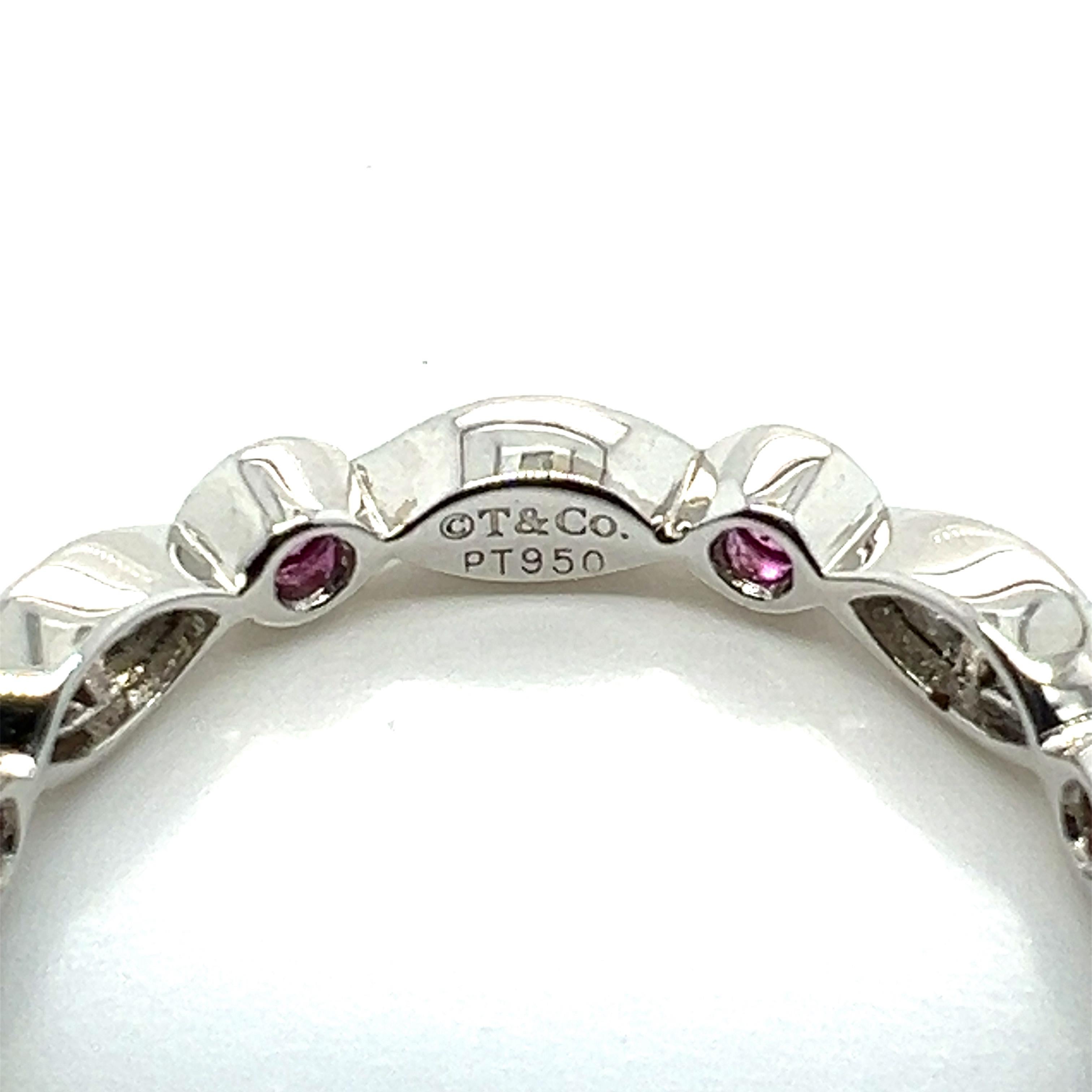 Donna Tiffany & Co. Anello Jazz in platino con diamanti e zaffiri rosa misura 6 in vendita