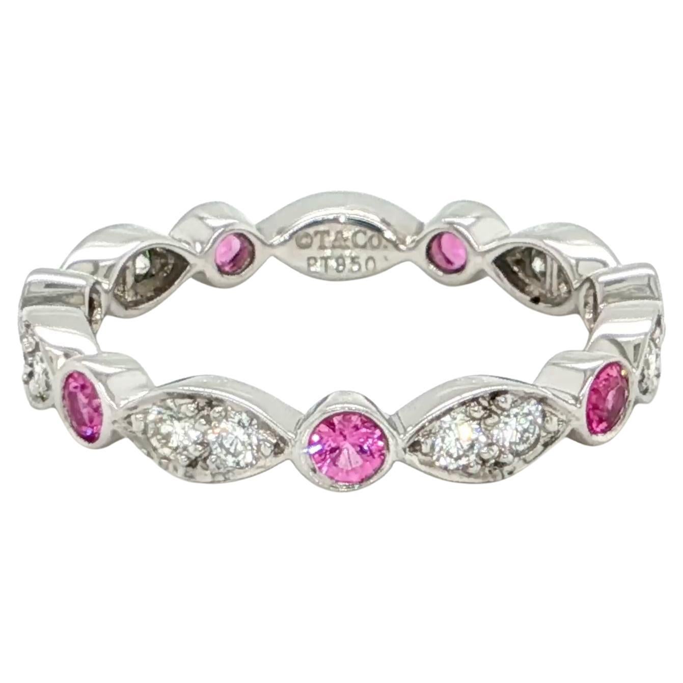 Tiffany 
Co. Anello Jazz in platino con diamanti e zaffiri rosa misura 6