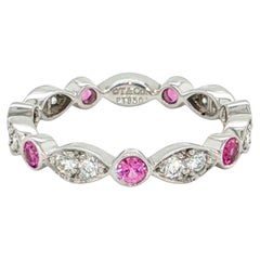 Tiffany 
Co. Anillo Jazz Platino Diamante y Zafiro Rosa Talla 6