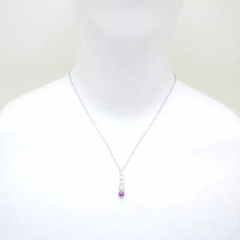 TIFFANY & Co Jazz Platinum Diamond Pink Sapphire Graduated Drop Pendant Necklace In Good Condition For Sale In Los Angeles, CA