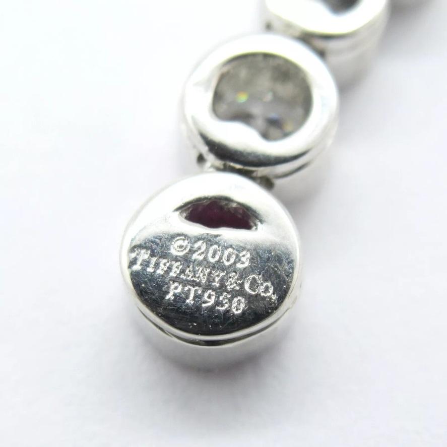 TIFFANY & Co Jazz Platinum Diamond Pink Sapphire Graduated Drop Pendant Necklace For Sale 3