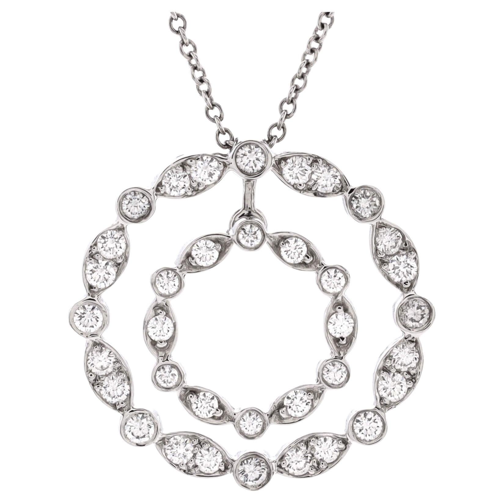 Tiffany & Co. Jazz Swing Double Circle Pendant Necklace Platinum with Diamonds For Sale