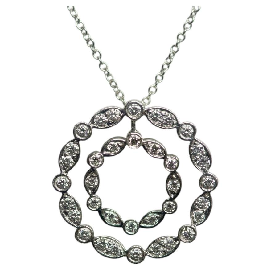 Tiffany & Co. Jazz Swing Platinum Diamond Double Circle Pendant Necklace For Sale