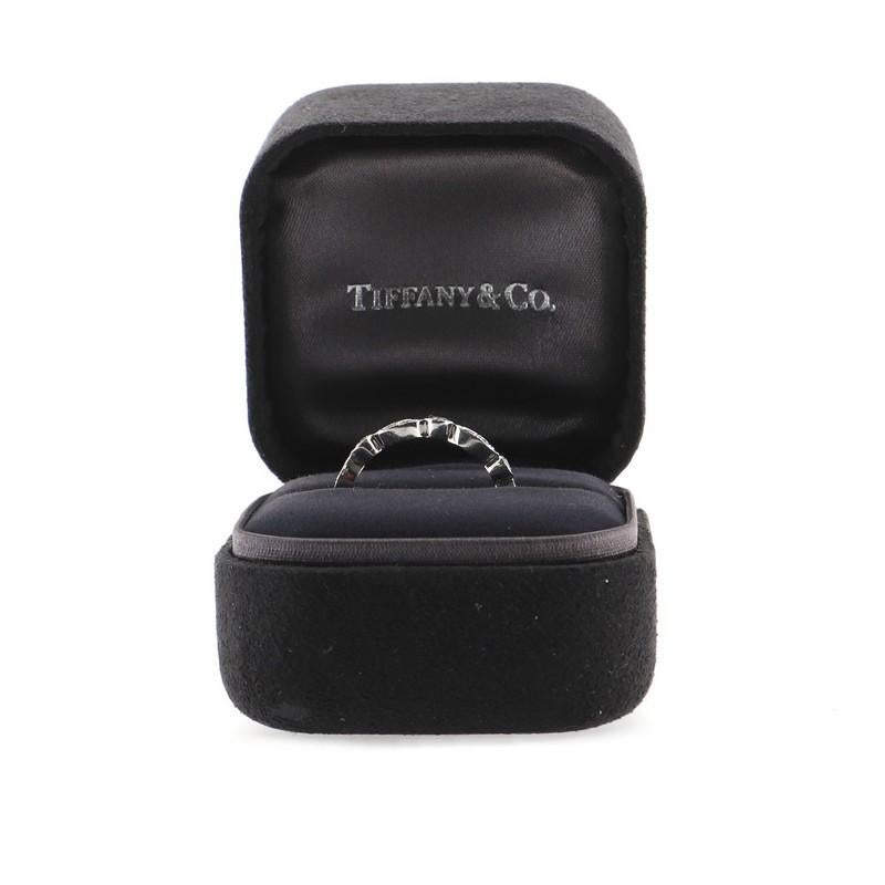 Estimated Retail Price: $4,700
Condition: Great. Minor wear throughout.
Accessories: No Accessories
Measurements: Size: 7.5
Designer: Tiffany & Co.
Model: Jazz Swing Ring Platinum with Diamonds
Exterior Color: Silver
Item Number: 80404/17