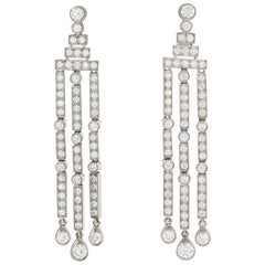 Tiffany & Co Jazz Triple-Bar Diamond Drop Earrings in Platinum