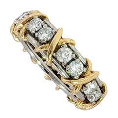 Tiffany & Co. Jean Schlumberger 16 Stone Diamond Band 18K Gold PT 950 Size 4.5