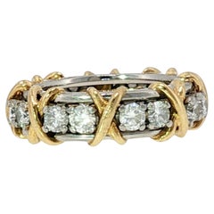 Tiffany & Co. Jean Schlumberger 16 Stone Diamond Band 18K Gold PT 950 Size 4.5
