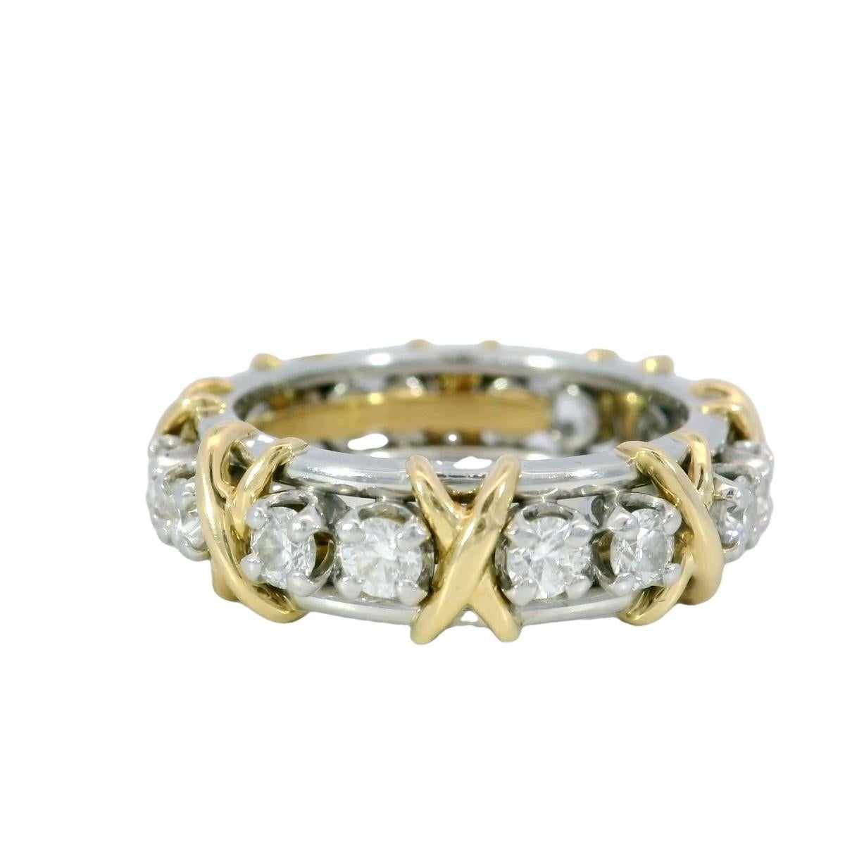 Tiffany & Co. Jean Schlumberger 16 Stein Diamantband 18K Gold PT 950 Größe 7 4