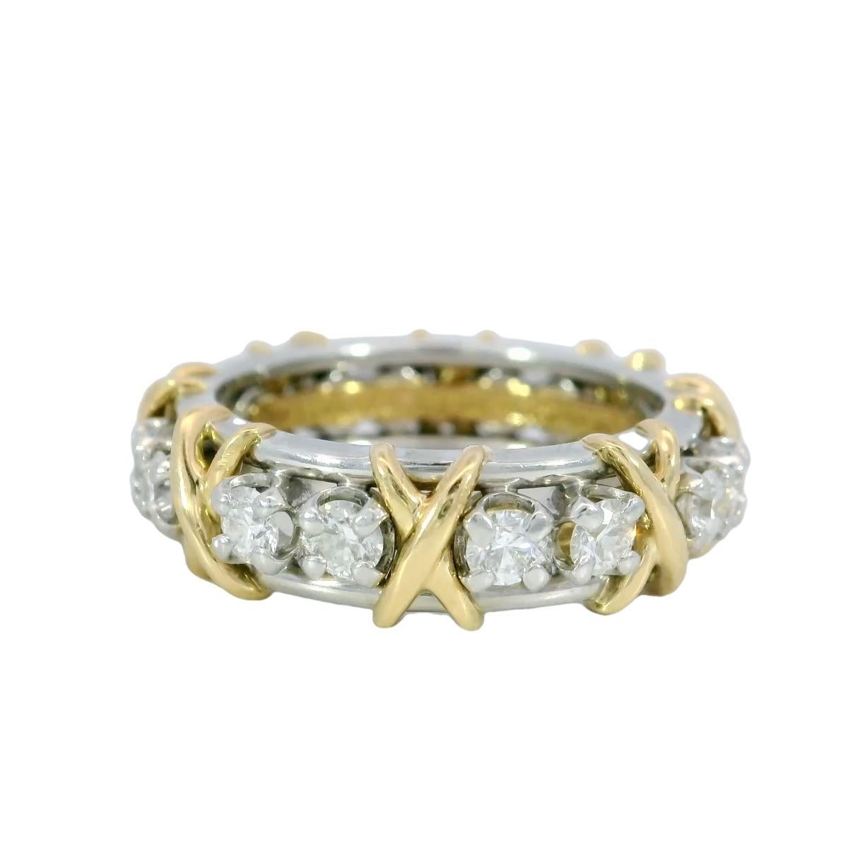 Tiffany & Co. Jean Schlumberger 16 Stein Diamantband 18K Gold PT 950 Größe 7 5
