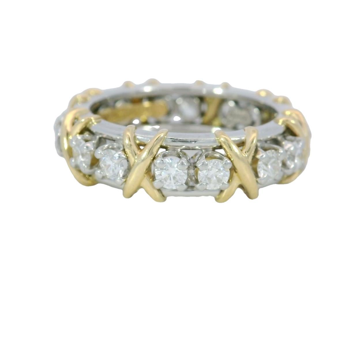 Tiffany & Co. Jean Schlumberger 16 Stein Diamantband 18K Gold PT 950 Größe 7 6
