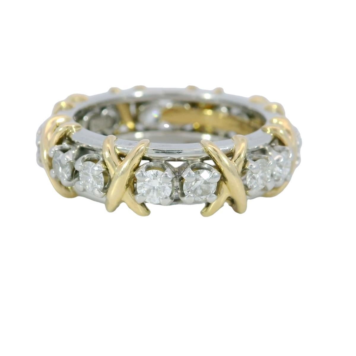 Tiffany & Co. Jean Schlumberger 16 Stein Diamantband 18K Gold PT 950 Größe 7 8
