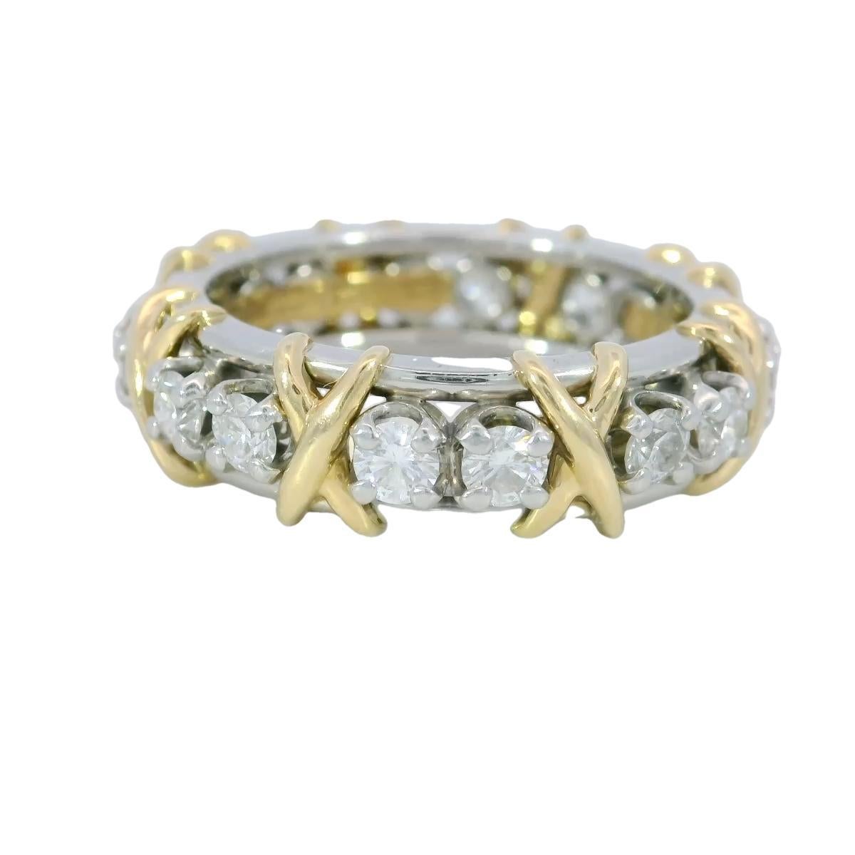 Tiffany & Co. Jean Schlumberger 16 Stein Diamantband 18K Gold PT 950 Größe 7 9