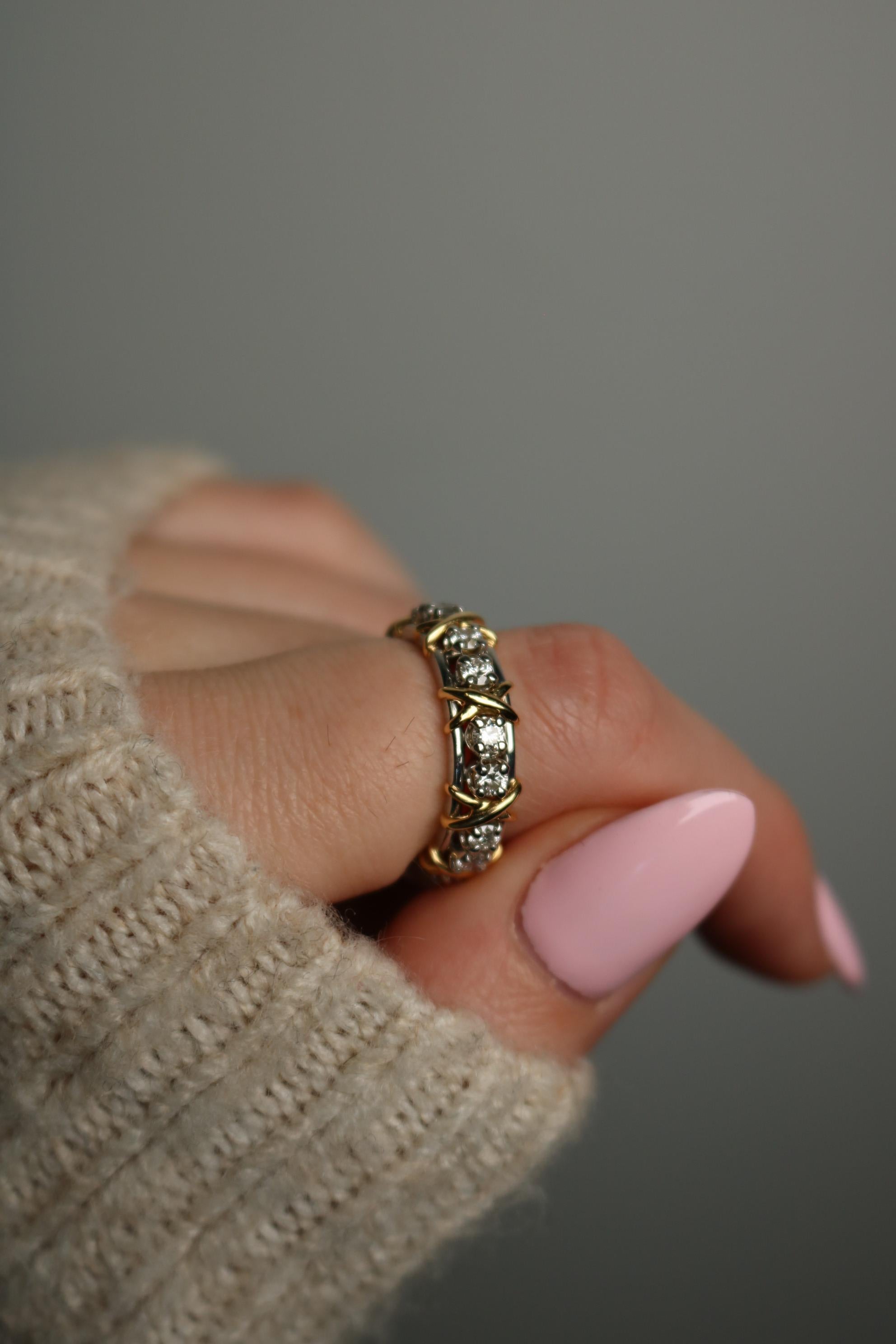 Tiffany & Co. Jean Schlumberger 16 Stein Diamantband 18K Gold PT 950 Größe 7 10