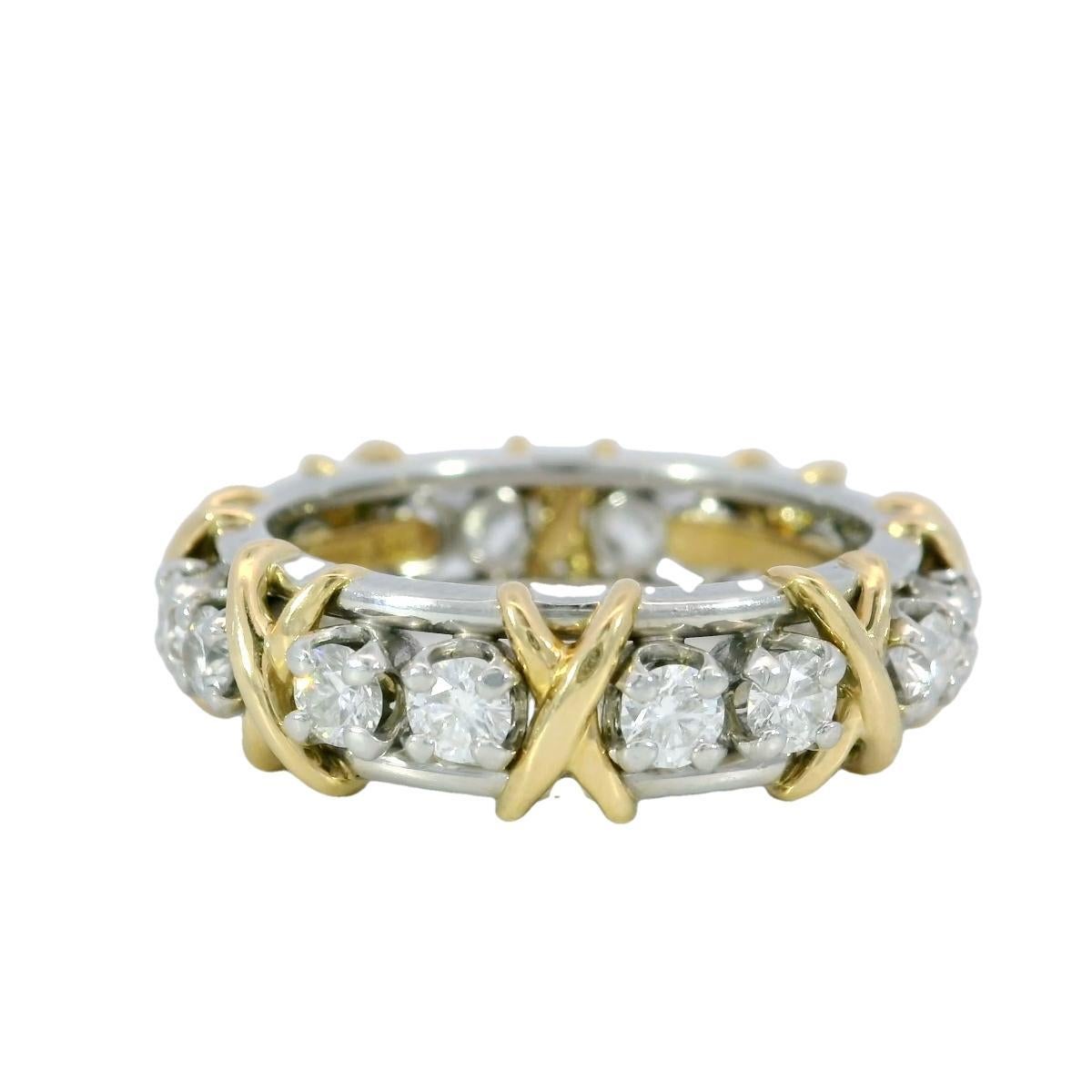Tiffany & Co. Jean Schlumberger 16 Stein Diamantband 18K Gold PT 950 Größe 7 Damen