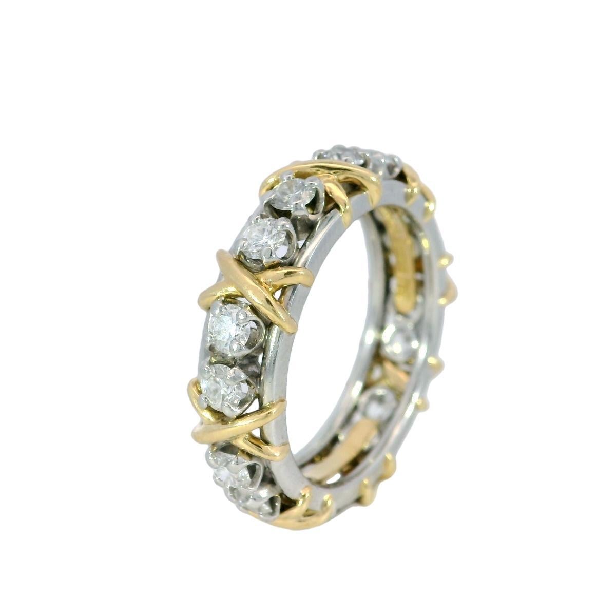 Tiffany & Co. Jean Schlumberger 16 Stein Diamantband 18K Gold PT 950 Größe 7 2