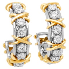 Tiffany & Co. Jean Schlumberger 18 Karat Gold Platin Diamant X Hoop-Ohrringe