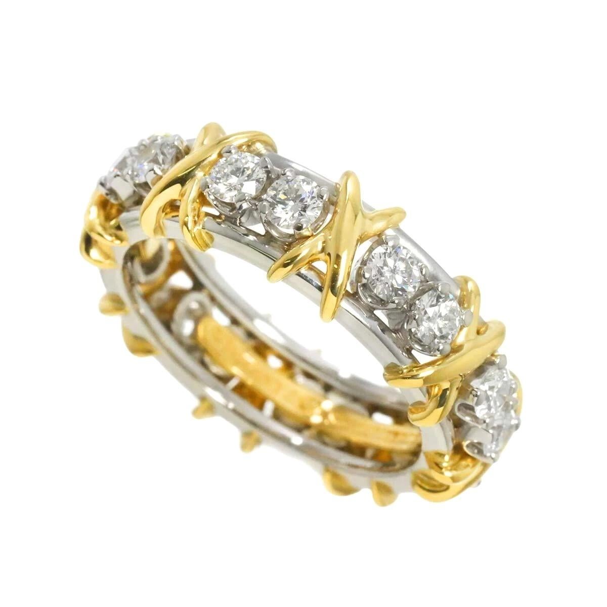 Taglio rotondo TIFFANY & Co. Jean Schlumberger Anello X in oro 18 carati con sedici pietre e diamante 6,5 in vendita
