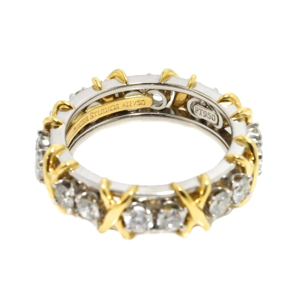 TIFFANY & Co. Jean Schlumberger Anello X in oro 18 carati con sedici pietre e diamante 6,5 in vendita 1