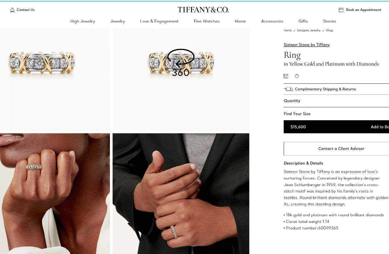 TIFFANY & Co. Jean Schlumberger Anello X in oro 18 carati con sedici pietre e diamante 6,5 in vendita 4