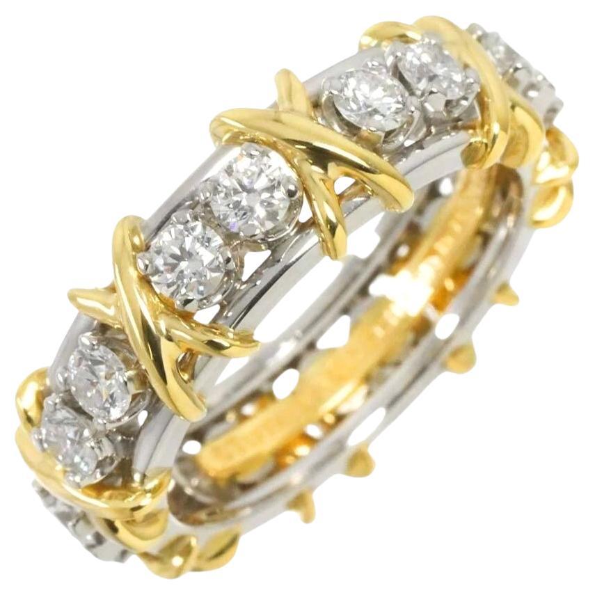 TIFFANY & Co. Jean Schlumberger Anello X in oro 18 carati con sedici pietre e diamante 6,5 in vendita