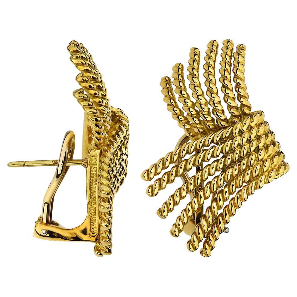 TIFFANY and CO. SCHLUMBERGER Diamond Pearl Gold Leaf Earrings at 1stDibs