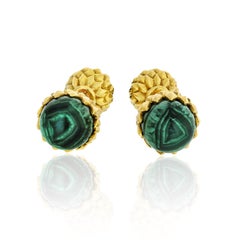 Tiffany & Co. Jean Schlumberger 18k Yellow Gold and Malachite Acorn Cufflinks