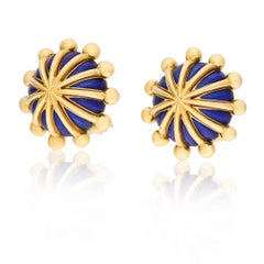 TIFFANY & CO. Jean Schlumberger 18K Gelbgold Blau Emaille Ohrringe