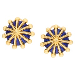 TIFFANY & CO. Jean Schlumberger 18K Gelbgold Blau Emaille Ohrringe