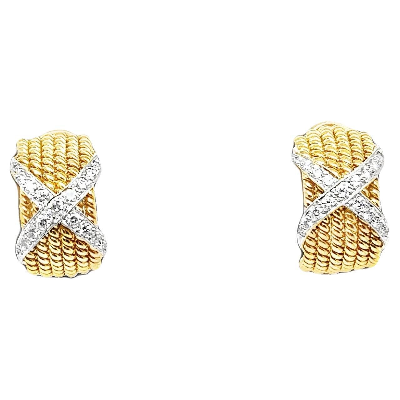 Tiffany 
Co Jean Schlumberger for 18K Yellow White Gold X Earrings (Boucles d
oreilles en X en or jaune blanc) en vente