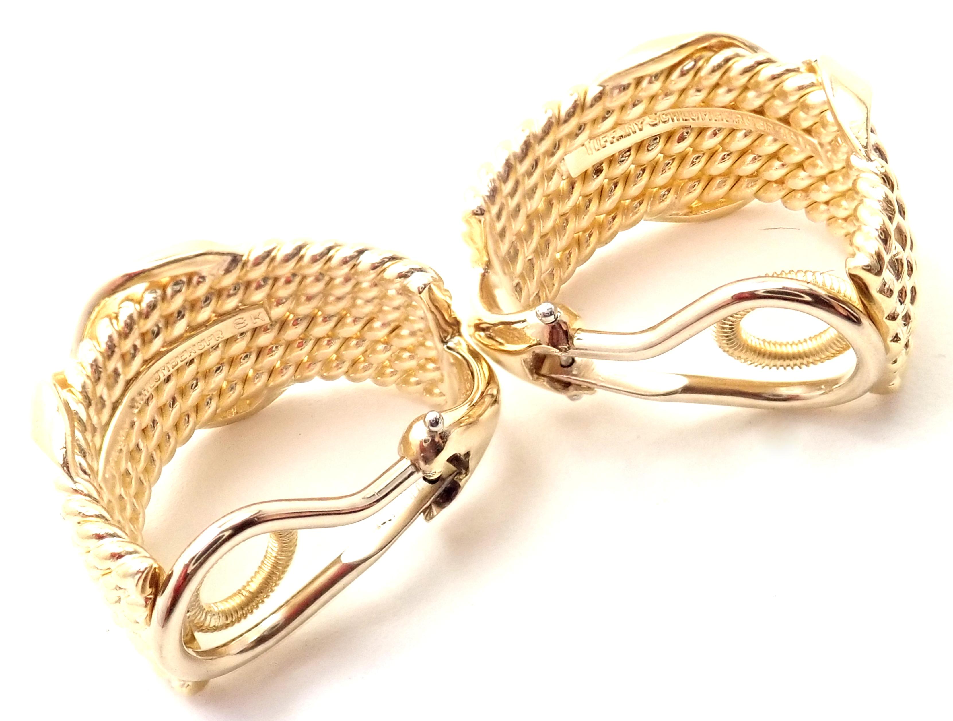 Tiffany & Co. Jean Schlumberger 6 Row Rope X Yellow Gold Hoop Earrings For Sale 3