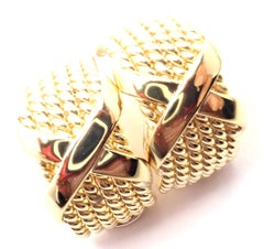 Tiffany & Co. Jean Schlumberger 6 Row Rope X Yellow Gold Hoop Earrings