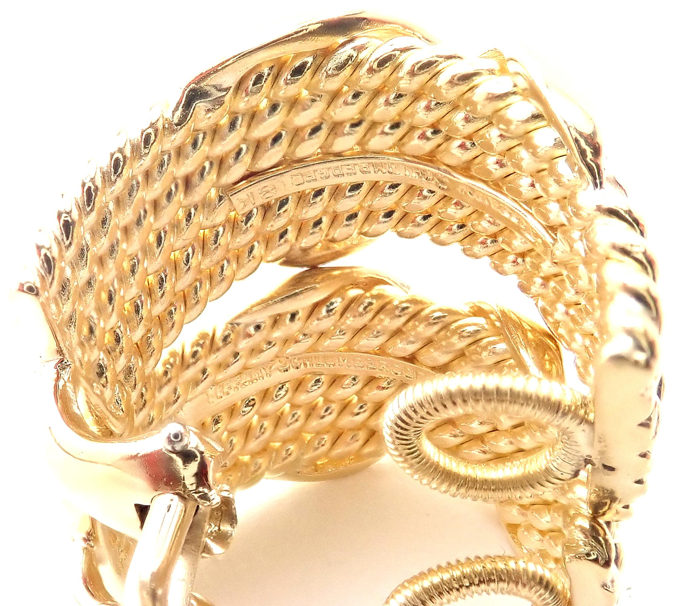 Tiffany & Co. Jean Schlumberger Créoles en or jaune avec 6 rangées de cordes en forme de X en vente 1