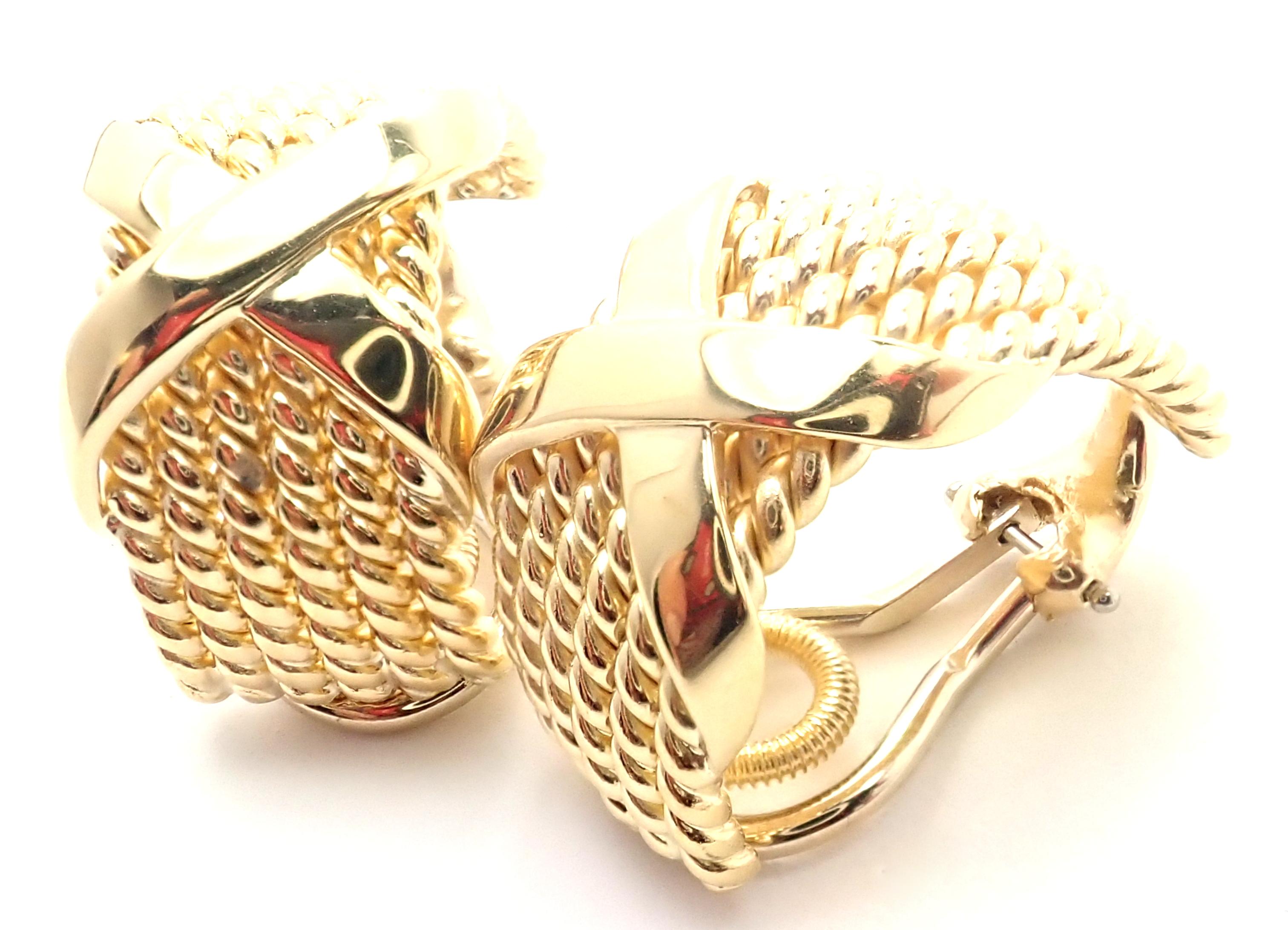 Tiffany & Co. Jean Schlumberger 6 Row Rope X Yellow Gold Hoop Earrings 1