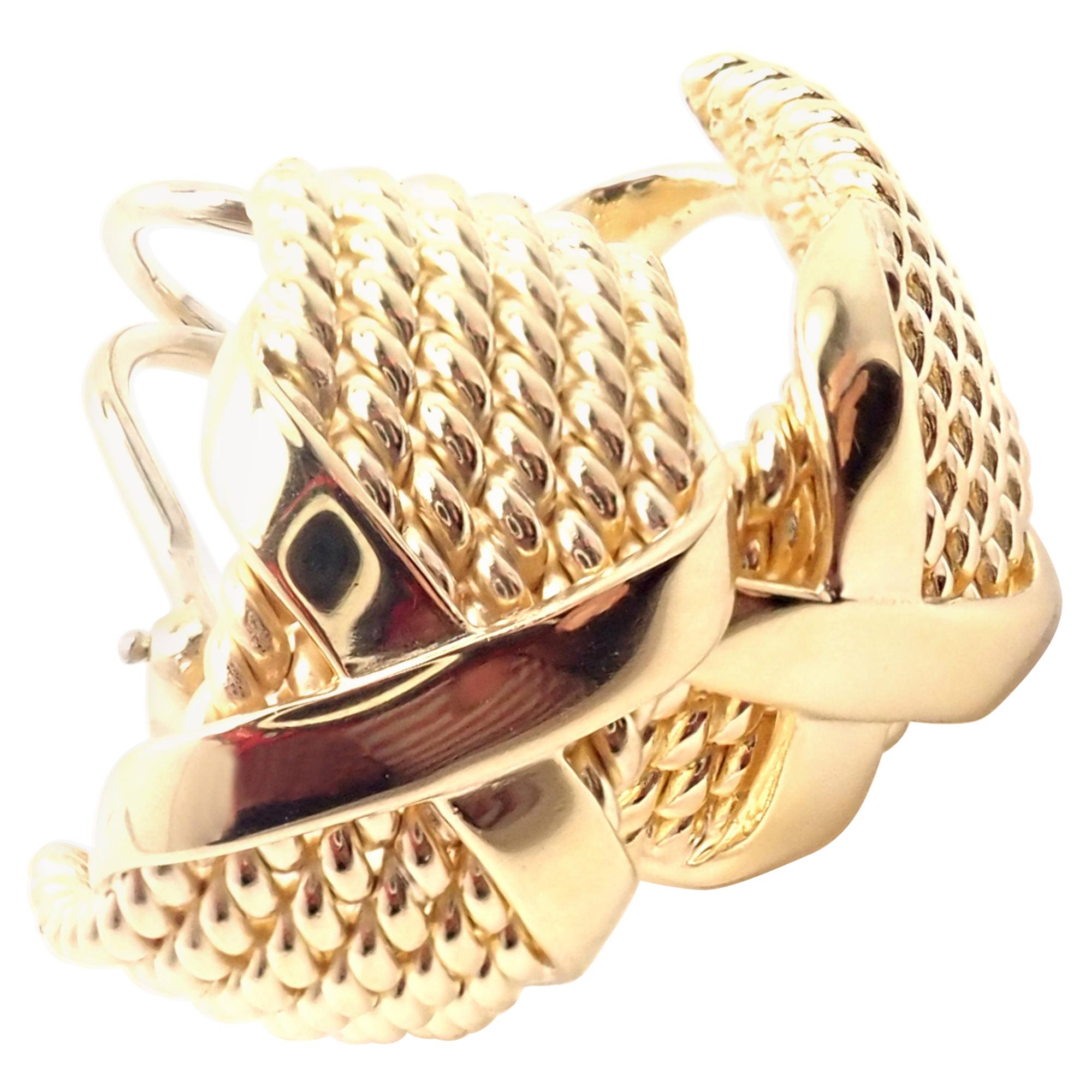 Tiffany & Co. Jean Schlumberger 6 Row Rope X Yellow Gold Hoop Earrings